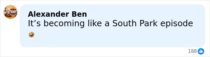 Comment by Alexander Ben with profile photo, mentioning a South Park episode in a social media-style chat.