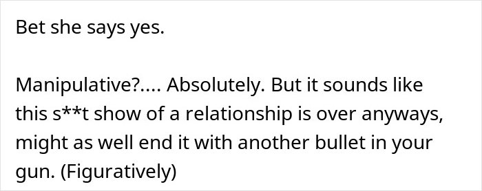 Text message expressing doubt about a manipulative fianc&eacute;e&rsquo;s unexpected request before the wedding.