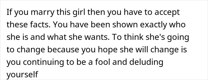 Text excerpt about marriage challenges and acceptance, highlighting fianc&eacute;e&rsquo;s unexpected request causing doubt before wedding.