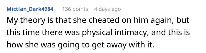 Screenshot of a forum comment discussing a fianc&eacute;e&rsquo;s unexpected request before the wedding causing doubts and second thoughts.