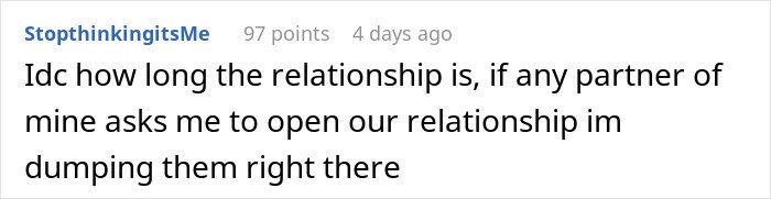 Alt text: Online comment about relationship boundaries after fianc&eacute;e&rsquo;s unexpected request that made a man rethink it all and feel ill