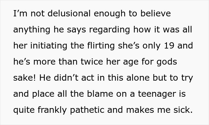 Text excerpt discussing a man unsure if affair partner's baby is his child or grandchild connected to son's recent ex.