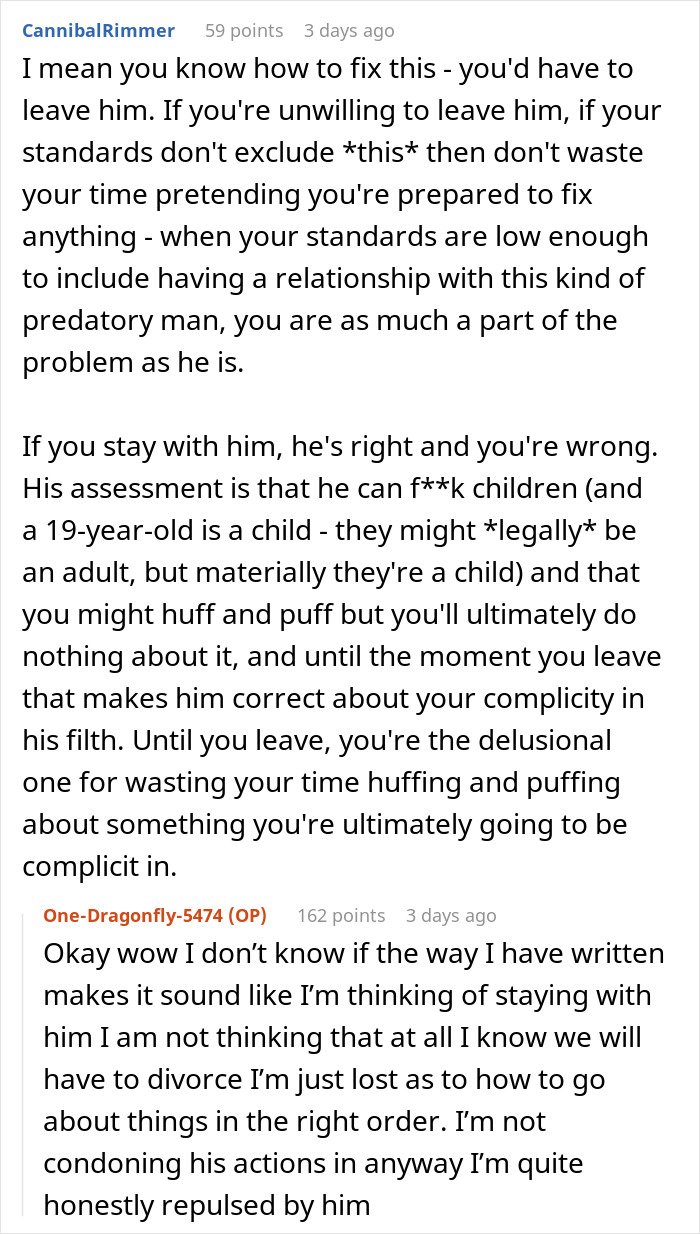 Screenshot of an online discussion about a man unsure if affair partner&rsquo;s baby is his child or grandchild.