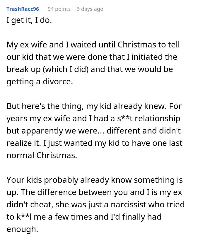 Man unsure if affair partner's baby is his child or grandchild, involving his son's recent ex-partner.