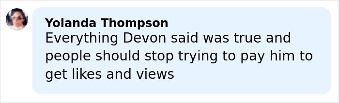 Comment from Yolanda Thompson discussing reactions to Tylor Chase's co-star's homelessness and urgent request.