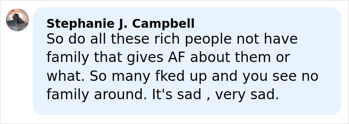 Comment by Stephanie J. Campbell expressing sadness about lack of family support related to Tylor Chase&rsquo;s homelessness.