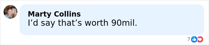 Comment from Marty Collins saying I’d say that’s worth 90mil, reacting to Jake Paul’s broken jaw punchline online.