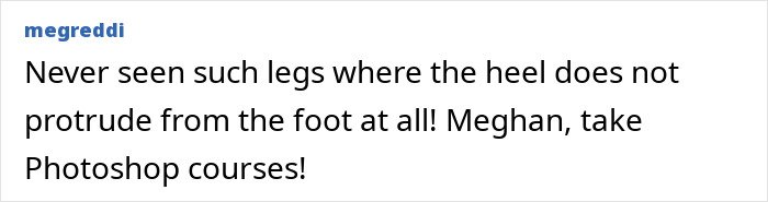Screenshot of a comment criticizing Prince Harry and Meghan Markle's holiday snap, mentioning manipulation and Photoshop.