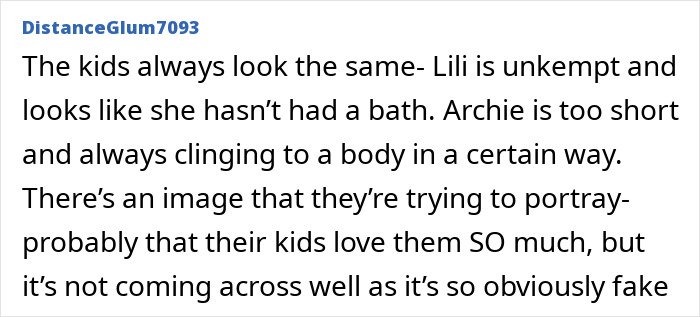 Screenshot of online comment criticizing Prince Harry and Meghan Markle's holiday snap as manipulation and fake by fans.