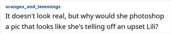 Comment discussing skepticism about Prince Harry and Meghan Markle's holiday snap, questioning its authenticity and possible manipulation.