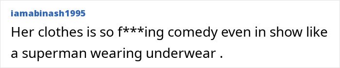 Comment text complaining about clothing choice, mentioning comedy and a Superman wearing underwear reference.