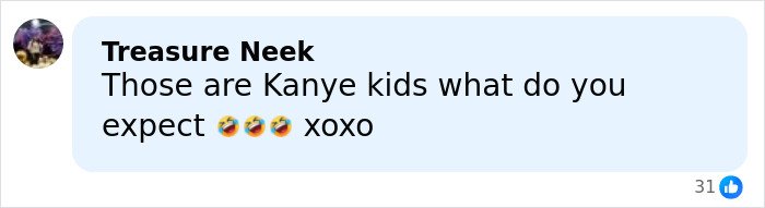 Comment stating Kanye kids in a discussion about Kim Kardashian's Christmas card failure and fans' concerns about kids' home life.