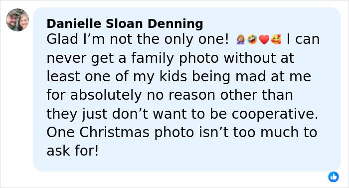 Fan comment about family photo struggles linked to Kim Kardashian's Christmas card failure and kids' home life issues.
