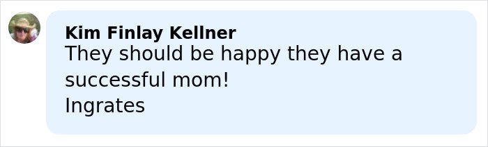 User comment box with text saying fans believe Kim Kardashian's Christmas card failure reflects kids' home life.