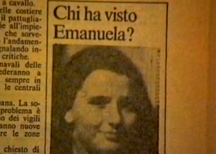 Newspaper clipping showing a photo and text about the cold case of the Vatican Girl who vanished 42 years ago.