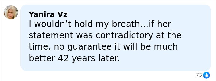 Comment by Yanira Vz expressing doubt about the Vatican Girl cold case being solved 42 years later.