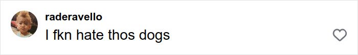 Text comment on social media expressing dislike towards dogs, related to pit bull attacks on toddlers.