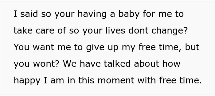 Text discussing a babysitting aunt expressing frustration about sacrificing her free time for the couple&rsquo;s lifestyle.