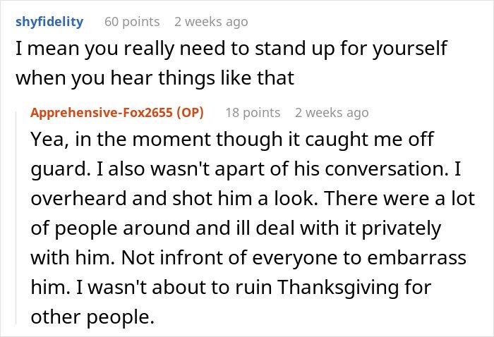 Screenshot of a conversation discussing a couple not wanting to sacrifice gym time for babysitting and expecting the aunt to give up hobbies.