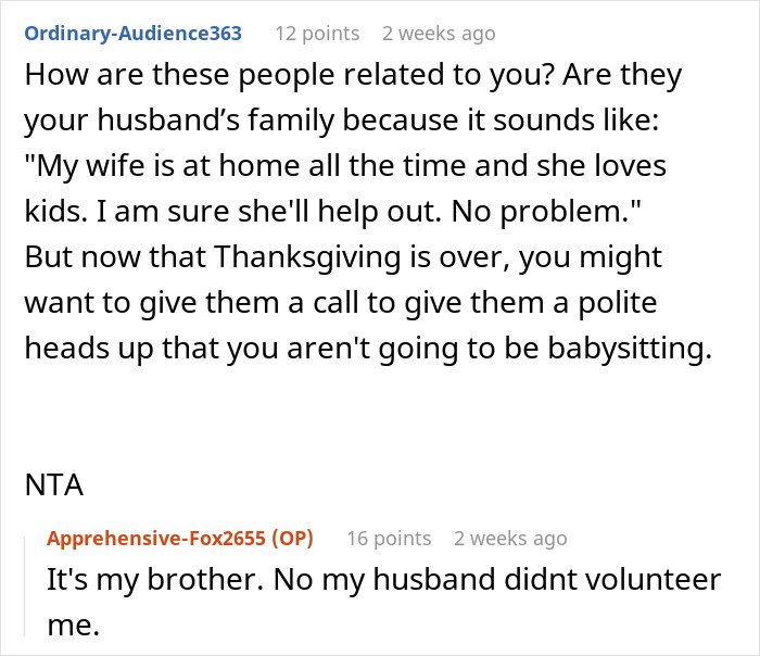 Commenters discuss family expectations around babysitting and a couple&rsquo;s choice to prioritize gym over childcare.