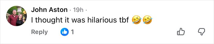Comment on social media expressing amusement with emojis, related to the Wizard Of Oz performance outrage.