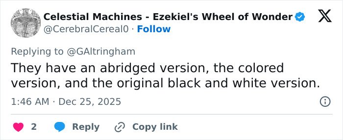 Tweet discussing different versions of a beloved Christmas classic criticized by Amazon Prime for cutting a crucial scene.