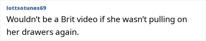 Screenshot of a social media comment about Britney Spears’ bikini slip and yacht kiss with a mystery man.