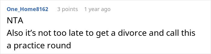 Screenshot of a forum comment discussing a mother-in-law choosing a white dress for son's wedding and bride's reaction.