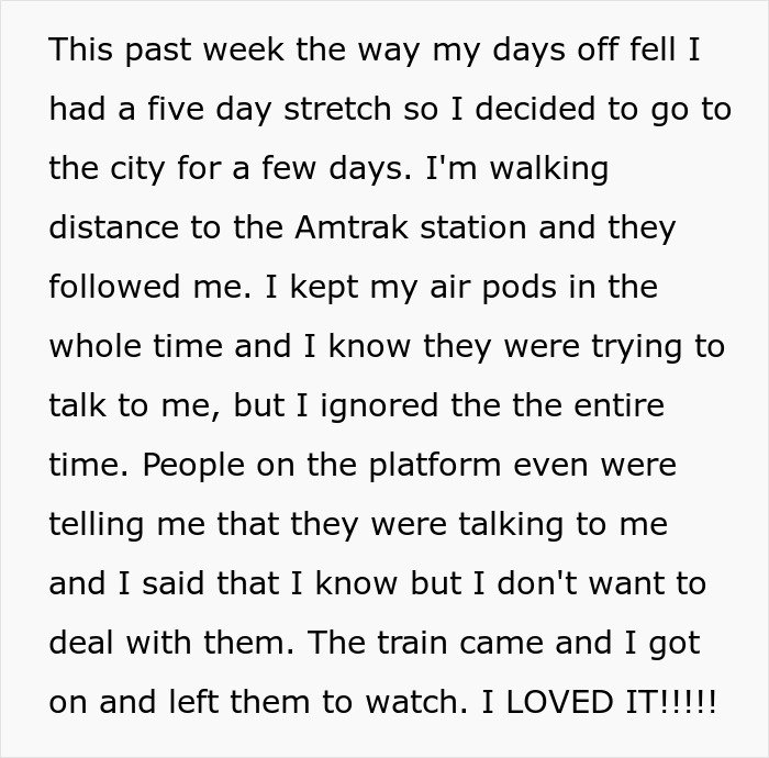 Text from a personal story about family stalking and the narrator’s feelings of shame, guilt, and embarrassment.