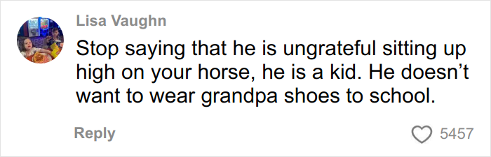 Comment by Lisa Vaughn defending son’s reaction to Angel Tree gifts, discussing ungratefulness and kids’ preferences.