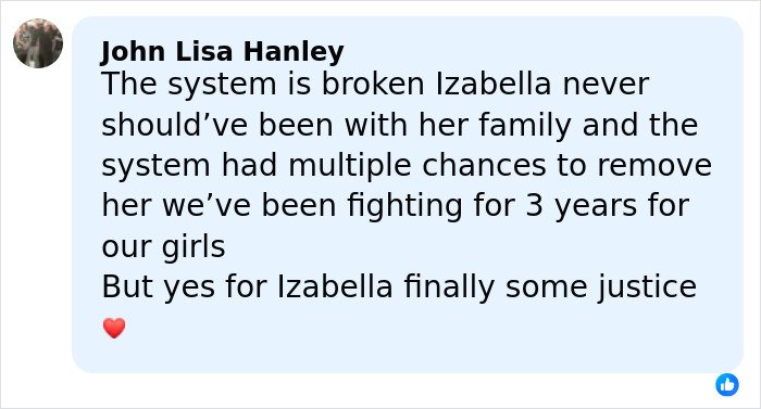 Facebook comment expressing frustration with the system after mom charged with 5-year-old daughter's slaying.
