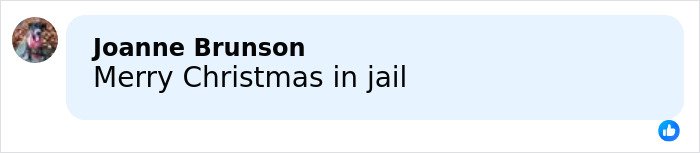 Screenshot of a social media comment saying Merry Christmas in jail related to mom's chilling Google searches case.