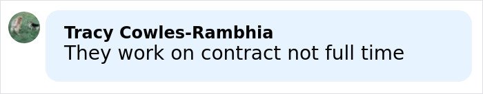 Comment by Tracy Cowles-Rambhia discussing contract work versus full-time roles on Meghan Markle and Prince Harry’s publicist team.