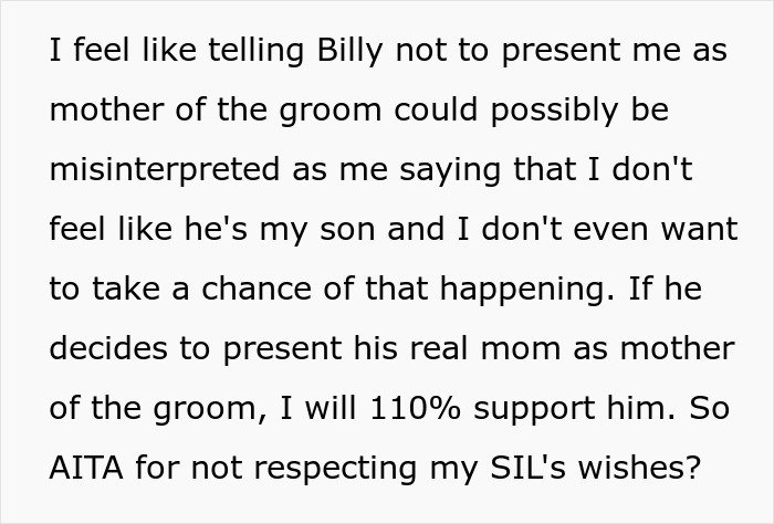 Text discussing a woman letting her nephew call her mom, causing conflict with his biological mother.