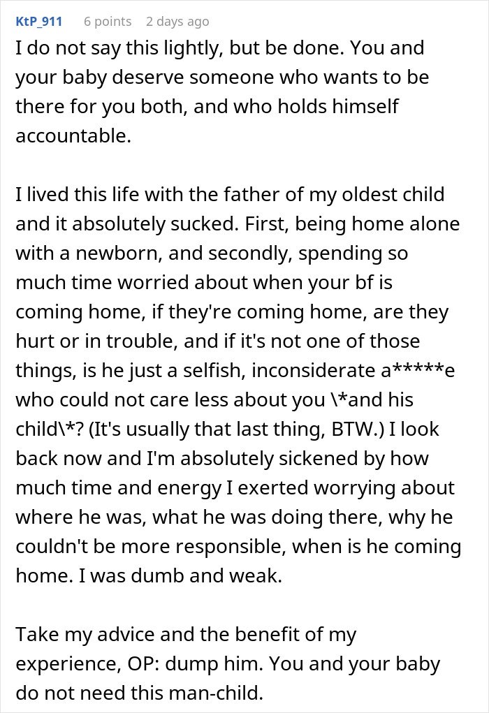 Alt text: Woman rethinks relationship after boyfriend abandons her with newborn to party for over 18 hours.