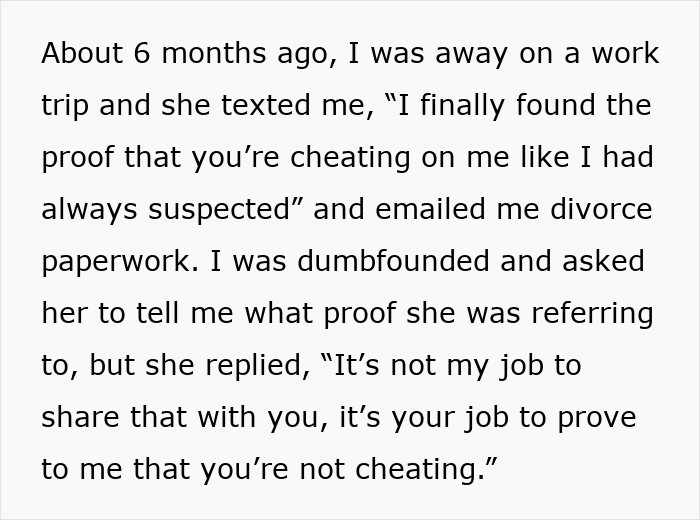 Text from wife accusing husband of cheating and demanding proof, sparking reputation damage in their 10-year marriage.
