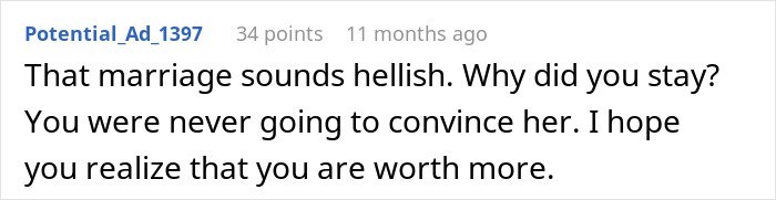 Comment on a forum discussing a marriage where the wife of 10 years ruins the husband's reputation after leaving him.