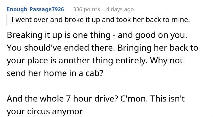 Reddit comment discussing a guy going above and beyond for his ex girlfriend and current partner’s reaction.