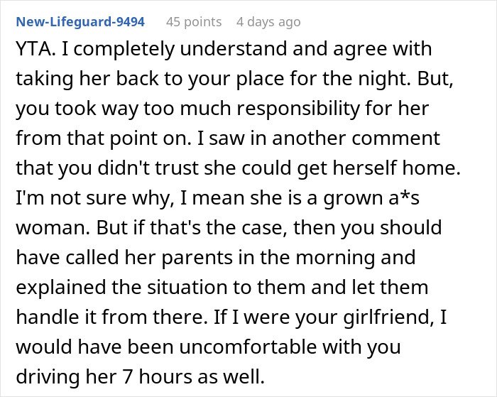 Comment discussing a guy going above and beyond for his ex and the current partner feeling upset about it.