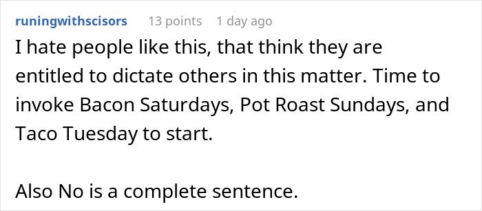 Commenter expressing frustration over roommate’s strict vegan kitchen rules and refusal to comply, causing conflict and being called selfish.