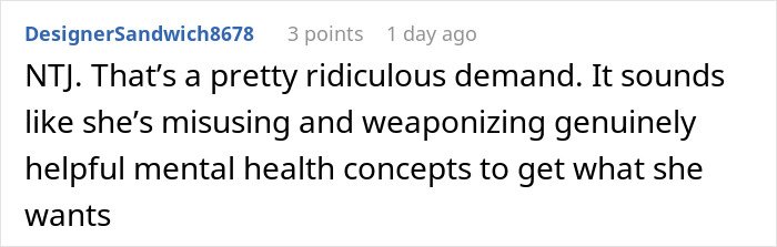 Screenshot of a Reddit comment discussing a person refusing to follow roommate’s strict vegan rules in shared kitchen.