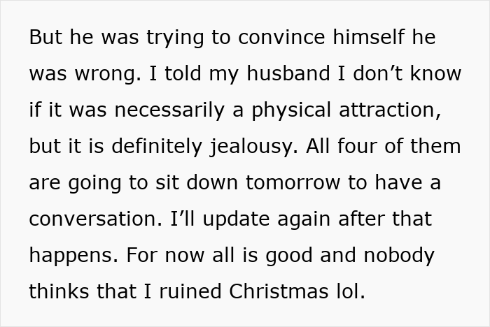 Text excerpt from a woman’s story about jealousy and obsession leading to hospitalization after family intervention.