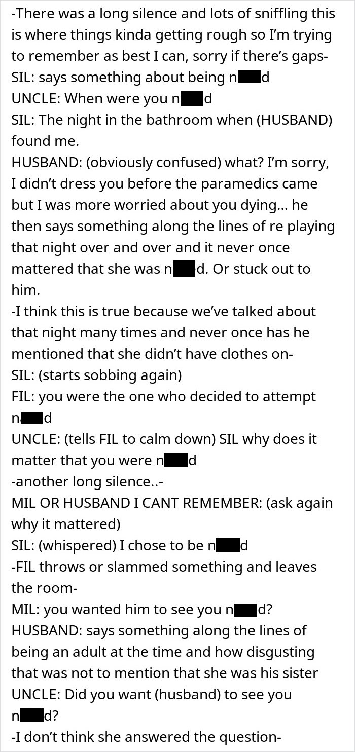 Transcript of a family intervention revealing a woman’s hospitalization due to obsession with her brother’s unsettling behavior.