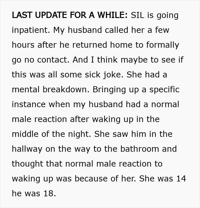 Text excerpt from a woman’s story about hospitalization after family’s intervention over her obsession with her brother.