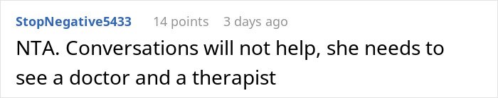 Screenshot of an online comment discussing a woman hospitalized after family intervention due to obsession with brother.