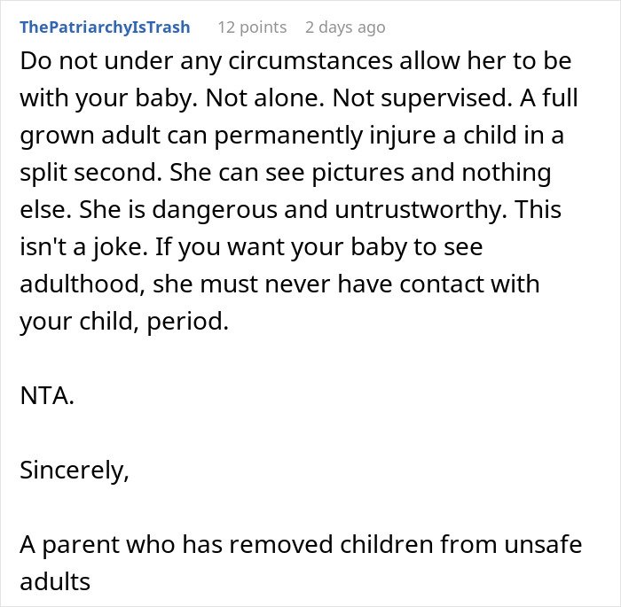 Comment warning about dangerous behavior from a woman hospitalized after family's intervention over obsession with brother.