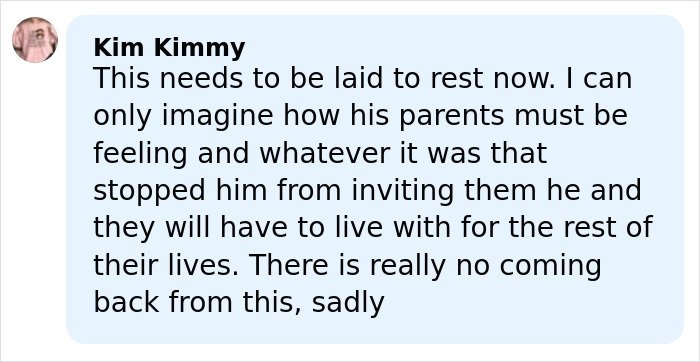 Comment from Kim Kimmy discussing feelings about Gordon Ramsay’s speech at daughter’s wedding after aunt’s shame text.