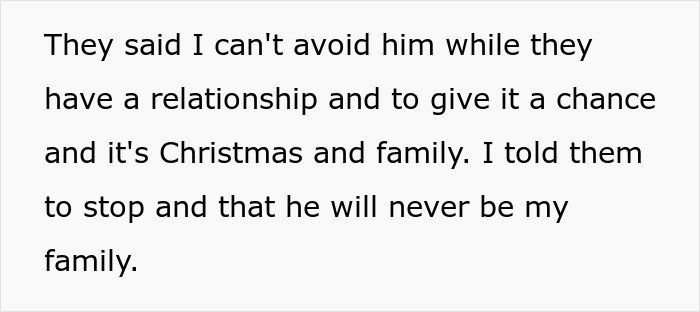 Text excerpt describing a family conflict where a guy refuses to accept a sibling&rsquo;s relationship during Christmas.