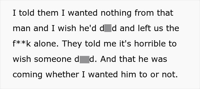 Text message showing a guy expressing anger and telling siblings he wants nothing to do with a man and wants them left alone.