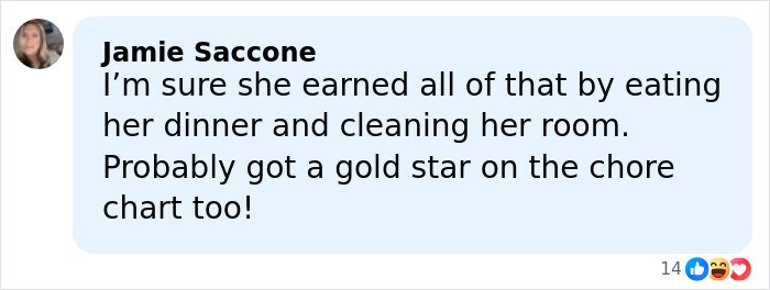 Comment from Jamie Saccone criticizing Kourtney Kardashian and Travis Barker's intimate gift to his daughter, sparking backlash.